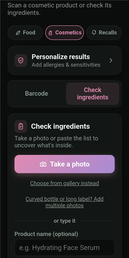 A cosmetic product's verdict and flagged ingredients in Label X-Ray